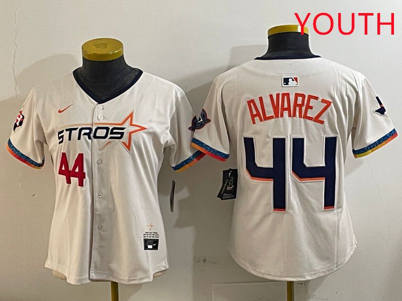 Youth Houston Astros #44 Alvarez Cream Fourth generation Joint Name Nike 2025 MLB Jersey style 2->youth mlb jersey->Youth Jersey